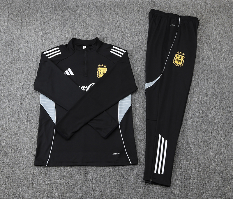 2025/2026 Argentina Half-Pull Training Suit Black Jersey Set