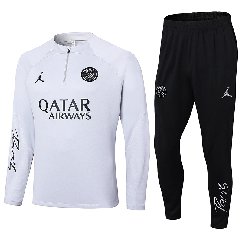 2023-2024 Psg Paris Saint-Germain Half-Pull Training Suit Light Gray Set