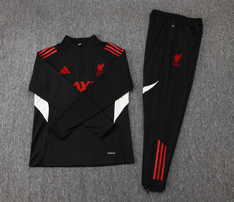 2025-2026 Liverpool Half-Pull Training Suit Black Jersey 1:1 Thai Quality Set
