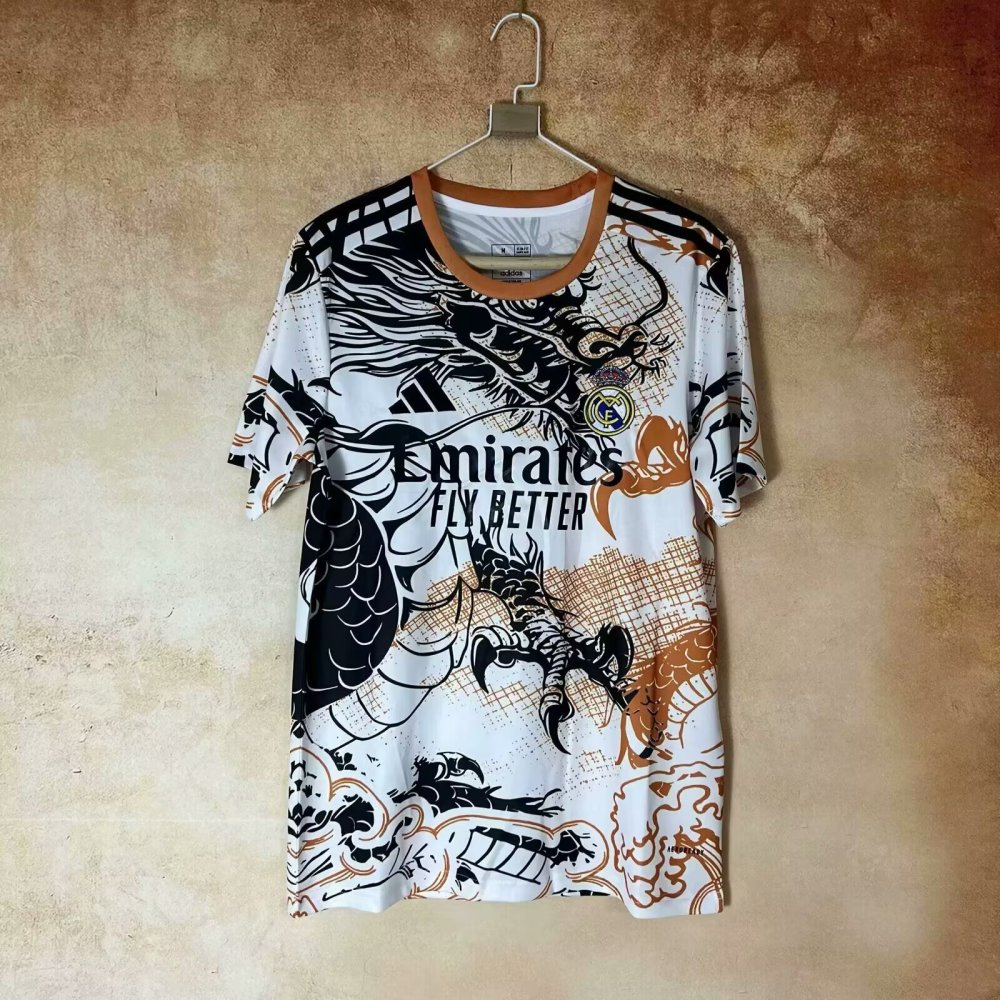 2025/2026 Real Madrid Black and white orange dragon Special Edition Football Jersey 1:1 Thai Quality