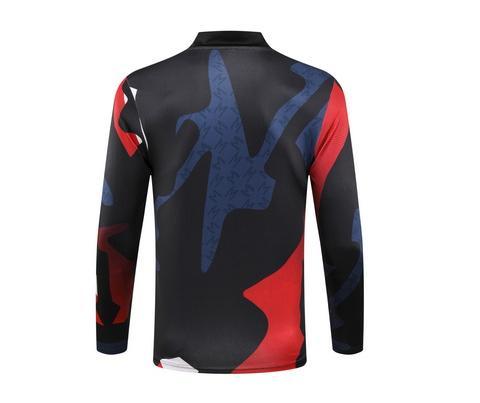 2024/2025 Manchester United Half-Pull Training Suit Red blue and black print Football Shirt 1:1 Thai Quality Set