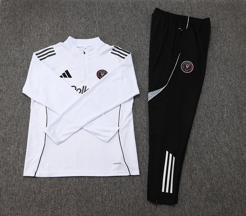 2025/2026 Inter Miami Half-Pull Training Suit White Football Shirt 1:1 Thai Quality Set