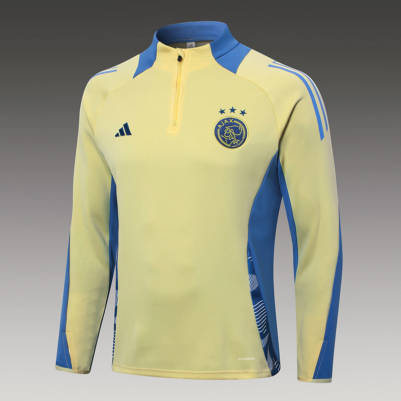 2024/2025 Ajax Half-Pull Training Suit Yellow Football Shirt 1:1 Thai Quality Set