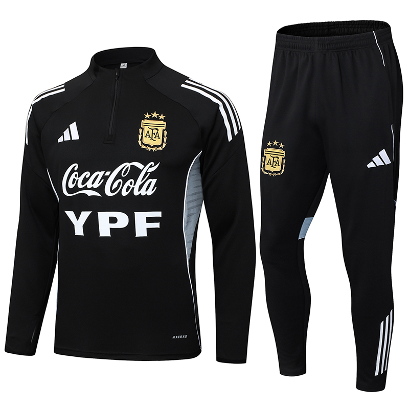 2025/2026 Argentina Half-Pull Training Suit Black Jersey Set