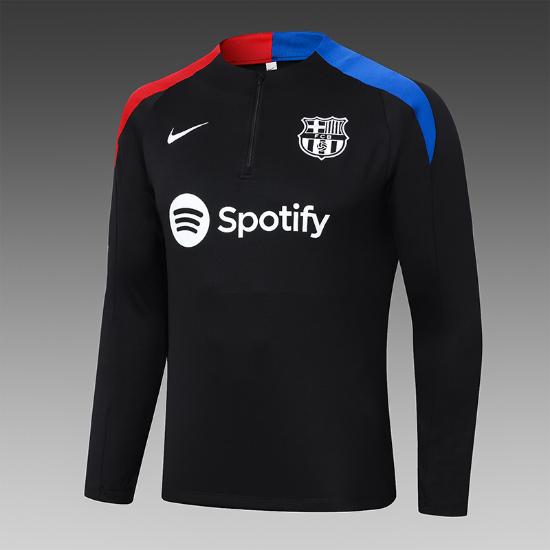 2024/2025 Barcelona Half-Pull Training Suit Black Jersey Set