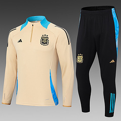 2024-2025 Argentina Half-Pull Training Suit Khaki Jersey Set
