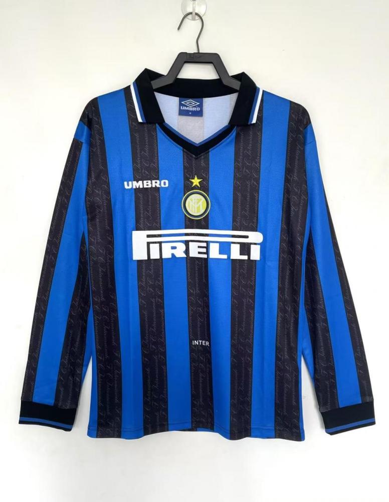 1997/1998 Retro Long Sleeve Internazionale Milan Home Football Jersey 1:1 Thai Quality