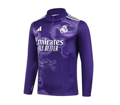 2024/2025 Real Madrid Royal Purple Special Edition Half-Pull Training Suit Football Shirt 1:1 Thai Quality Set