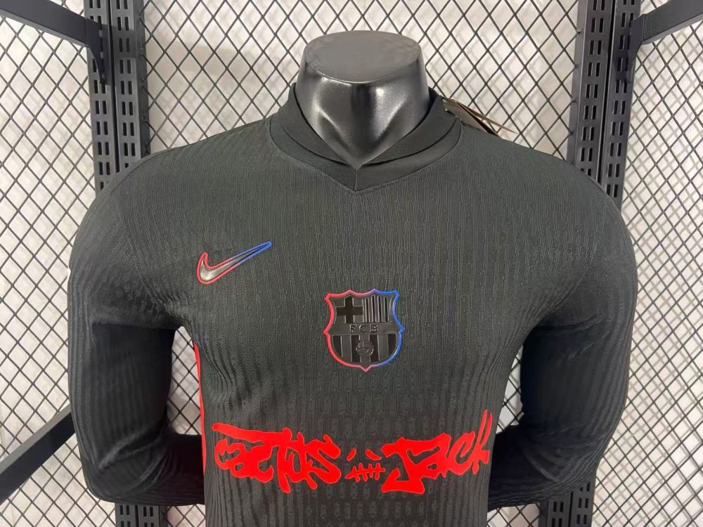 2024/2025 Long Sleeve Player Version Barcelona x Travis Scott Collab Away Football Shirt 1:1 Thai Quality
