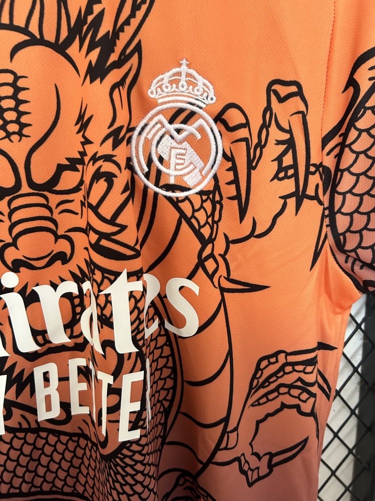 2025/2026 Real Madrid Dragon Orange Special Edition Football Jersey 1:1 Thai Quality