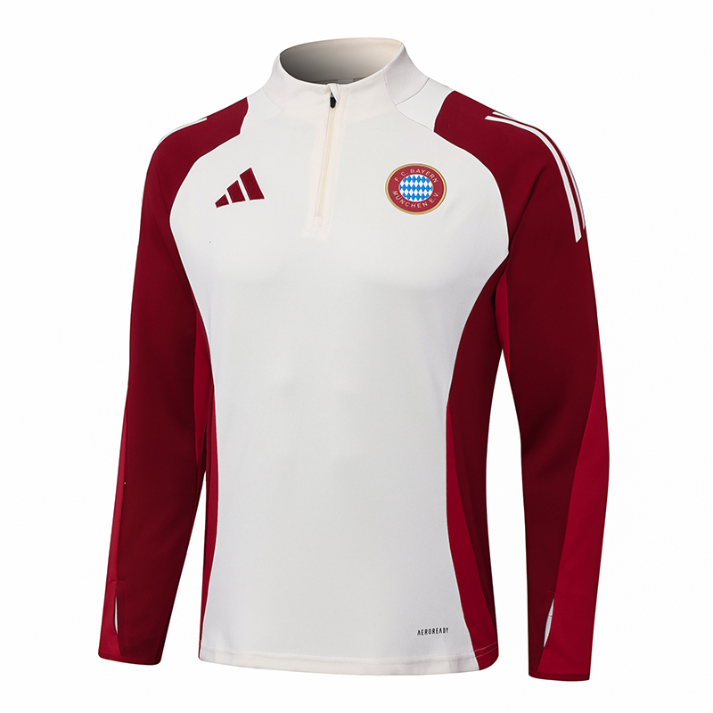 2024/2025 Bayern Half-Pull Training Suit White Red Jersey Set 1:1 Thai Quality