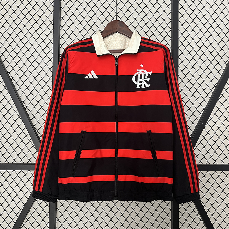 2024-2025 Flamengo CasuaI Reversible Windbreaker(white-red)Soccer Jersey 1:1 Thai Quality