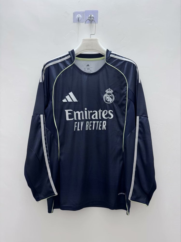 2025/2026 Long Sleeves Real Madrid Away Football Jersey 1:1 Thai Quality