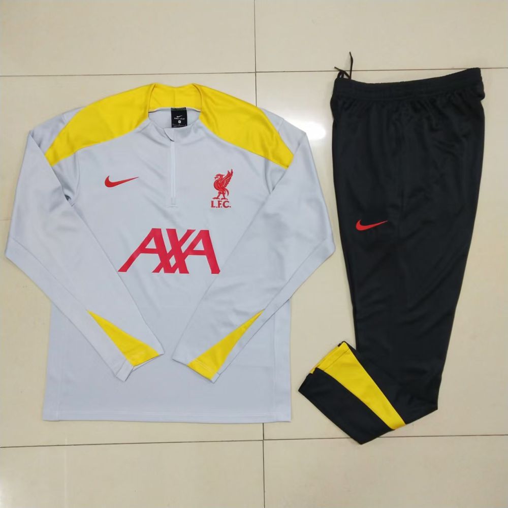 2024-2025 Liverpool Half-Pull Training Suit Grey Jersey 1:1 Thai Quality Set