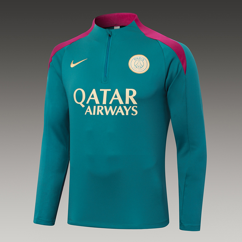 2024/2025 Psg Paris Saint-Germain Half-Pull Training Suit Blackish Green Set