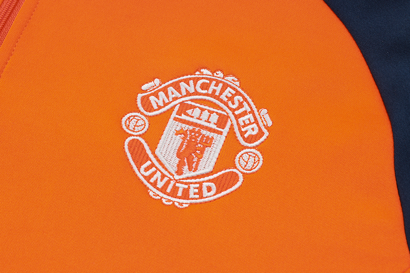 2024/2025 Manchester United Half-Pull Training Suit Orange Football Shirt 1:1 Thai Quality Set