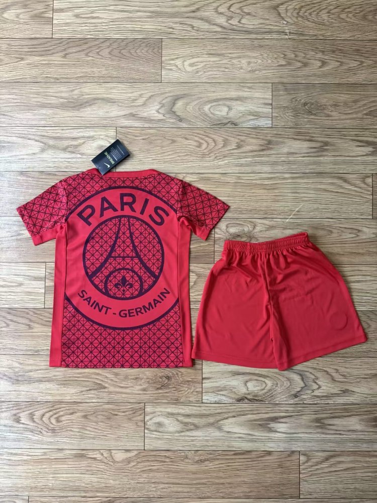 2025/2026 Psg Paris Saint-Germain Training Clothes Red Football Shirt 1:1 Thai Quality Kids Size