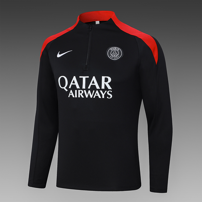 2024/2025 Psg Paris Saint-Germain Half-Pull Training Suit Black Set