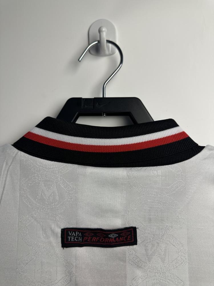 1998-1999 Retro Long Sleeve Manchester United Away White Football Shirt 1:1 Thai Quality
