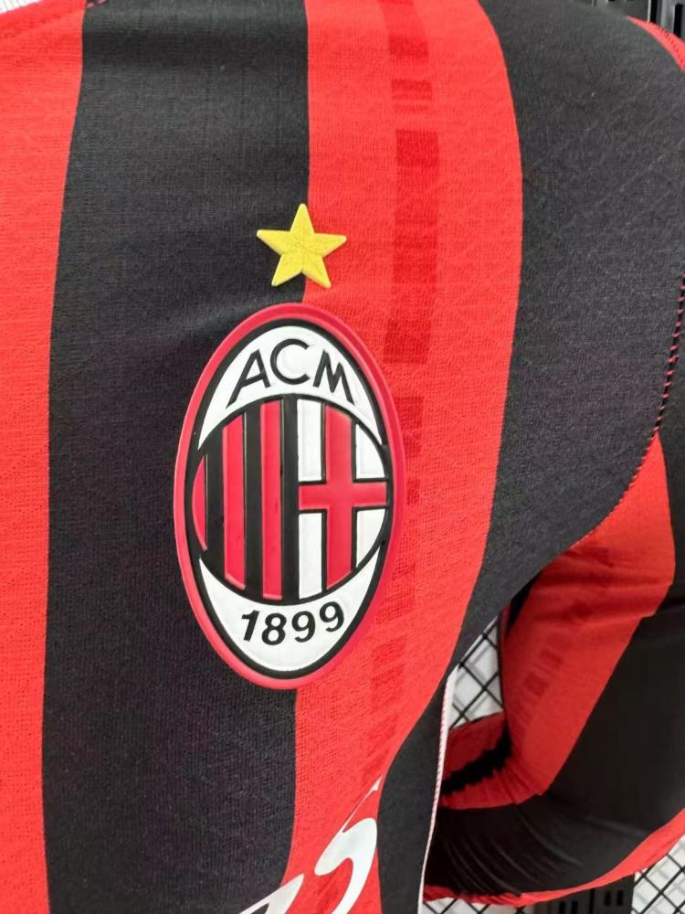 2024/2025 Player Version AC Milan Home Long Sleeve Football Shirt 1:1 Thai Quality