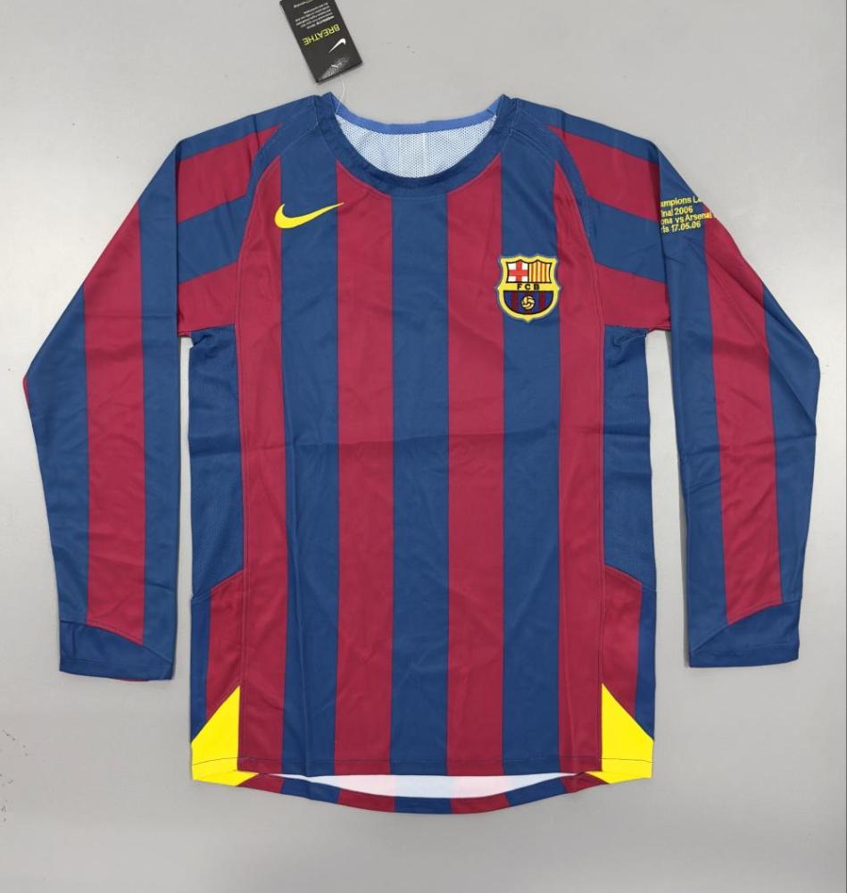 2005/2006 Retro Long Sleeve Barcelona Home Football Shirt UEFA Champions League 1:1 Thai Quality