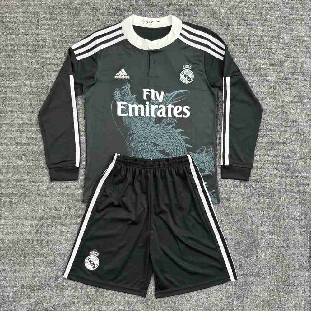 2014/2015 Retro Long Sleeve Real Madrid Third Away Football Shirt 1:1 Thai Quality Kids Size