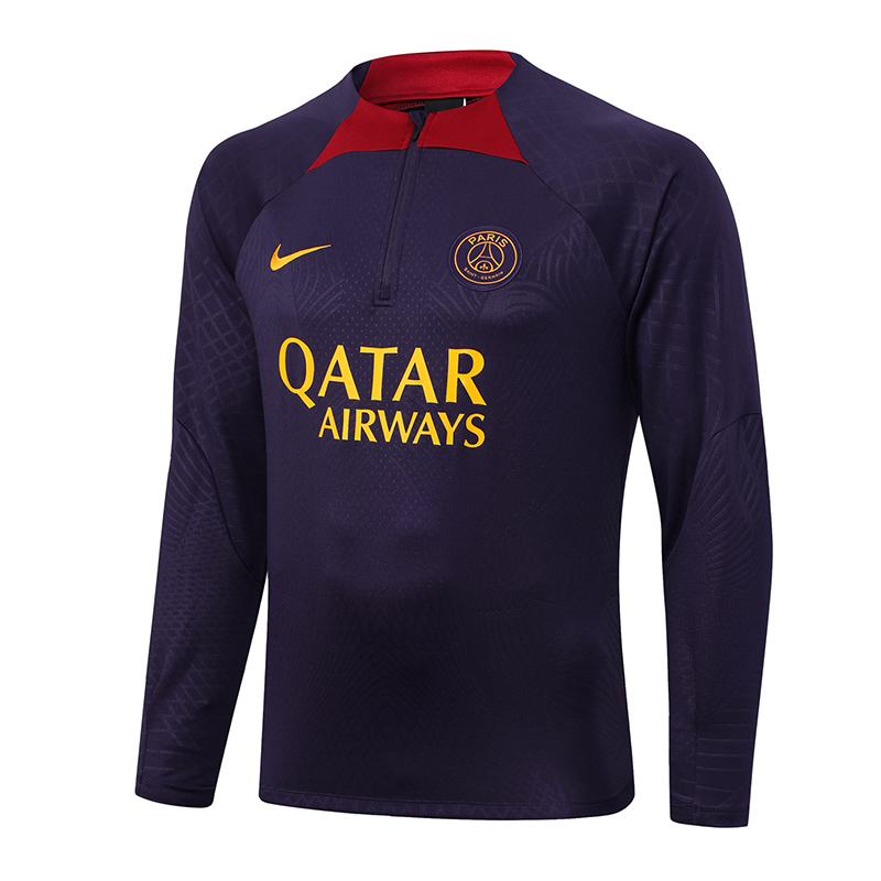 2023-2024 Psg Paris Saint-Germain Half-Pull Training Suit Purple Set