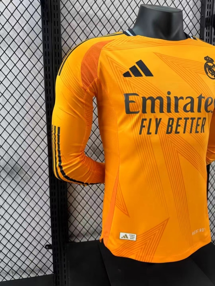 2024/2025 Player Version Real Madrid Away Long Sleeve Jersey 1:1 Thai Quality