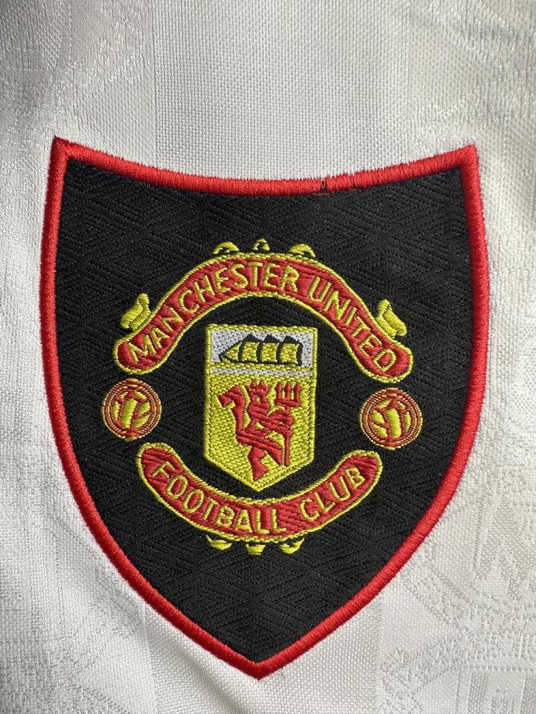 1998-1999 Retro Long Sleeve Manchester United Away White Football Shirt 1:1 Thai Quality