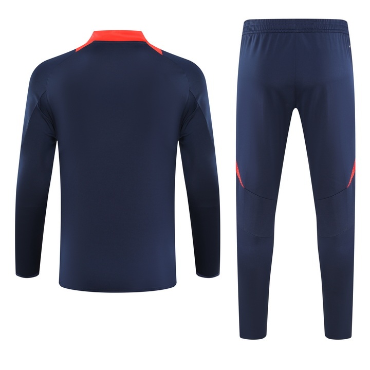 2024/2025 Manchester United Half-Pull Training Suit Royal blue red collar Football Shirt 1:1 Thai Quality Set