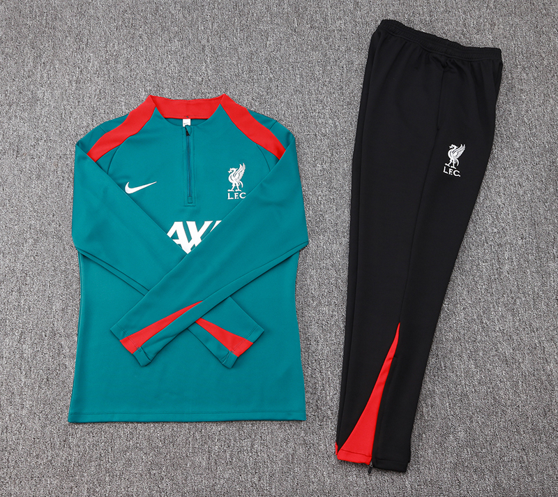 2024-2025 Liverpool Half-Pull Training Suit Green Jersey 1:1 Thai Quality Set