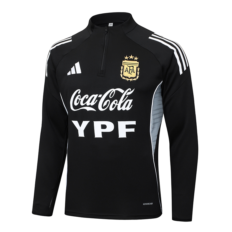 2025/2026 Argentina Half-Pull Training Suit Black Jersey Set