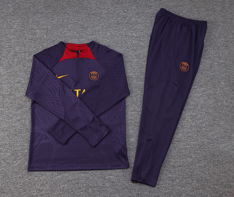 2023-2024 Psg Paris Saint-Germain Half-Pull Training Suit Purple Set
