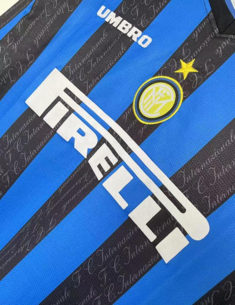 1997/1998 Retro Long Sleeve Internazionale Milan Home Football Jersey 1:1 Thai Quality