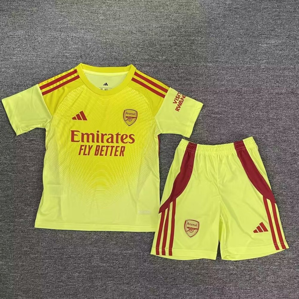 2025/2026 Arsenal Goalie Yellow Football Shirt 1:1 Thai Quality Kids Size