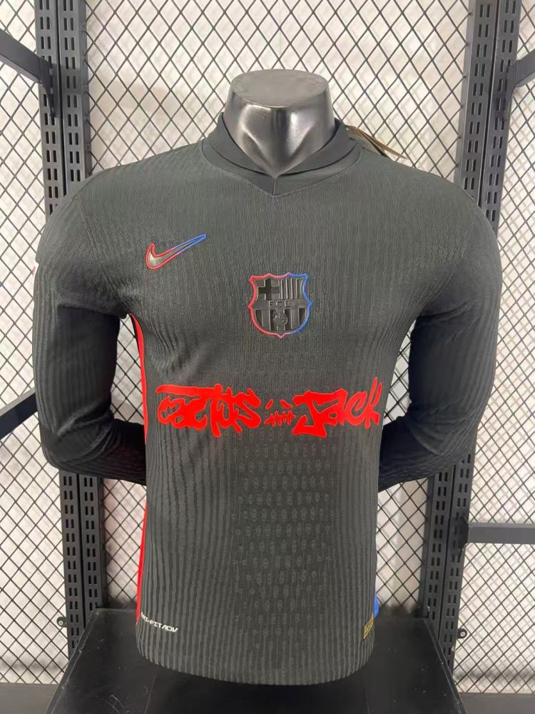 2024/2025 Long Sleeve Player Version Barcelona x Travis Scott Collab Away Football Shirt 1:1 Thai Quality