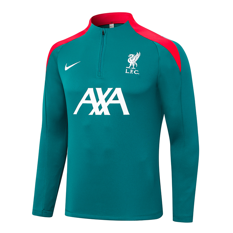 2024-2025 Liverpool Half-Pull Training Suit Green Jersey 1:1 Thai Quality Set
