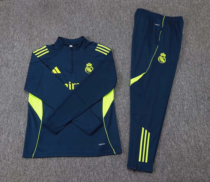2025-2026 Real Madrid Royal Blue Half-Pull Training Suit Football Shirt 1:1 Thai Quality Set