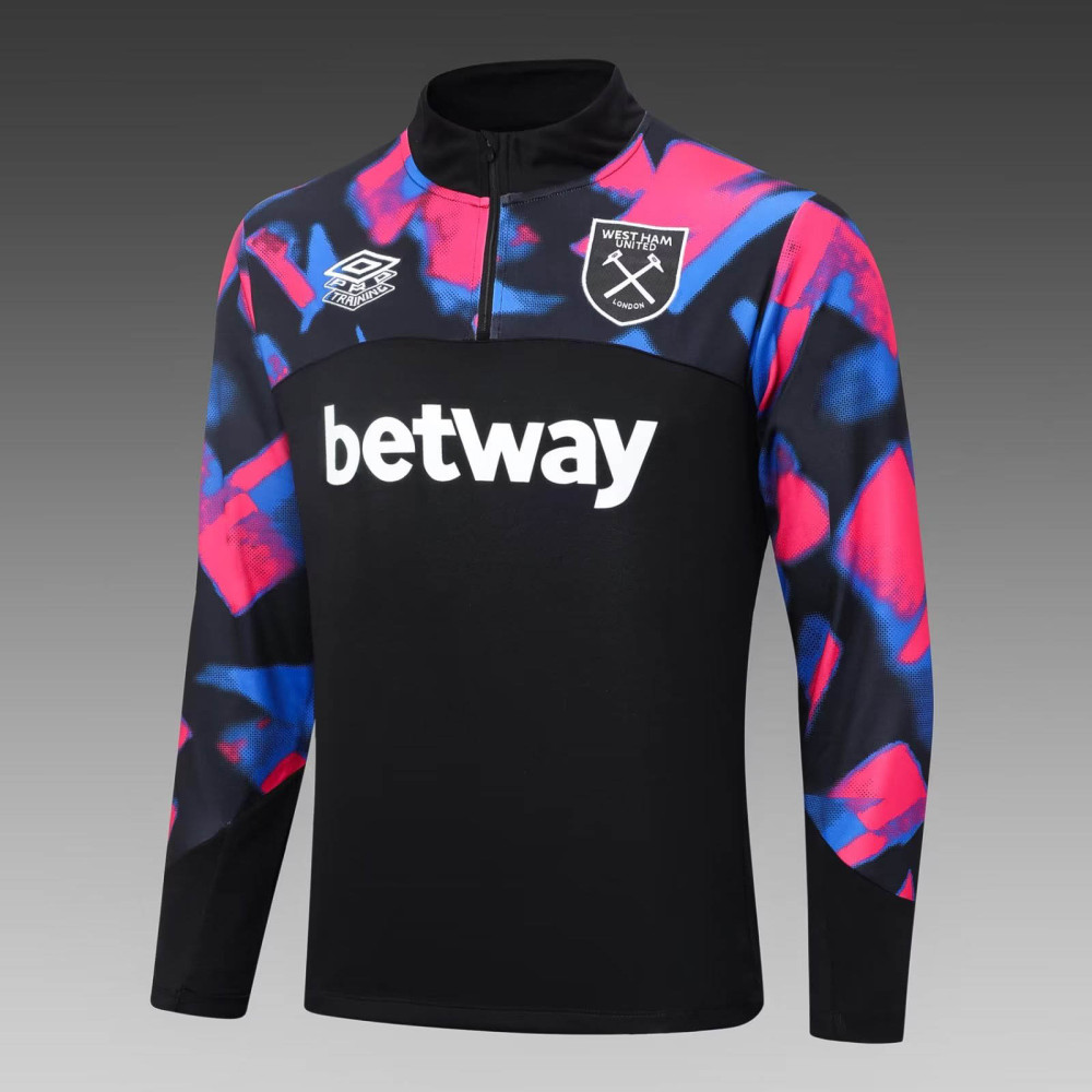 2022/2023 West Ham United Half-Pull Training Suit Black Football Shirt 1:1 Thai Quality Set