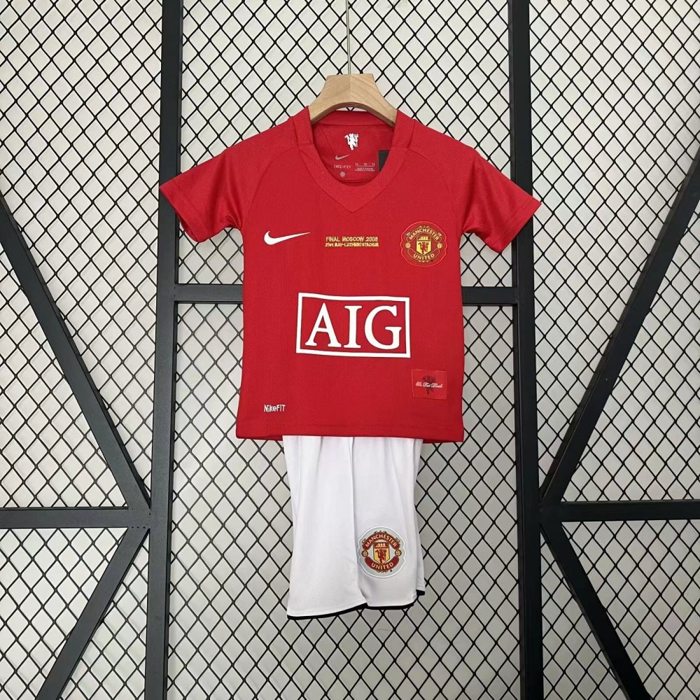 2007/2008 Retro Manchester United Home Champions League Edition Football Shirt 1:1 Thai Quality Kids Size