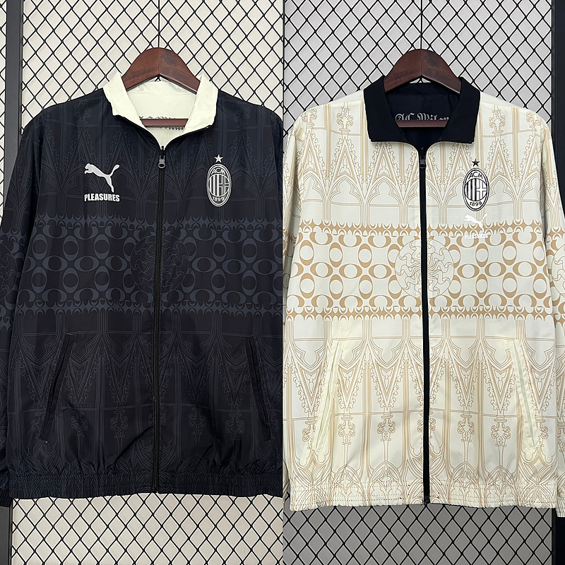 2024-2025 AC Milan Trench Coat Reversible Windbreaker Soccer Jersey 1:1 Thai Quality