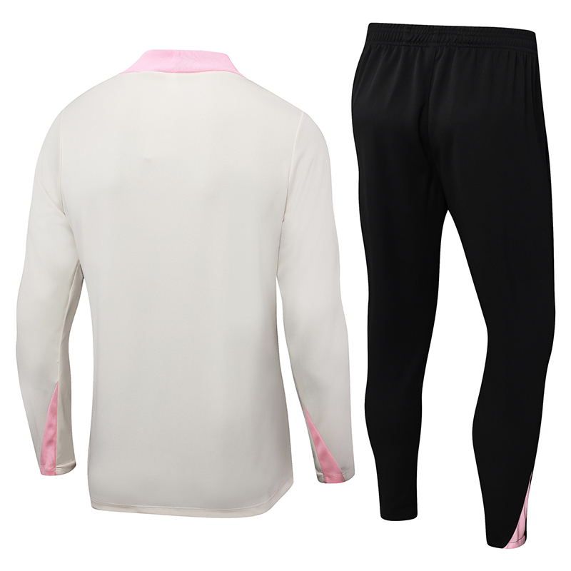 2024/2025 Psg Paris Saint-Germain Half-Pull Training Suit Beige with pink Set
