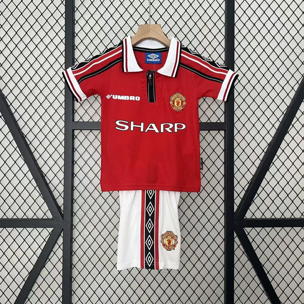 1998/1999 Retro Manchester United Home Football Shirt 1:1 Thai Quality Kids Size