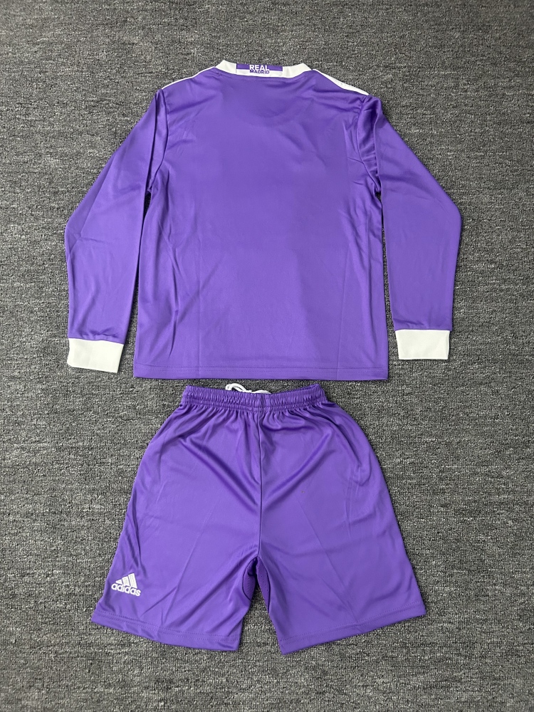 2016/2017 Retro Long Sleeve Real Madrid Away Football Shirt 1:1 Thai Quality Kids Size