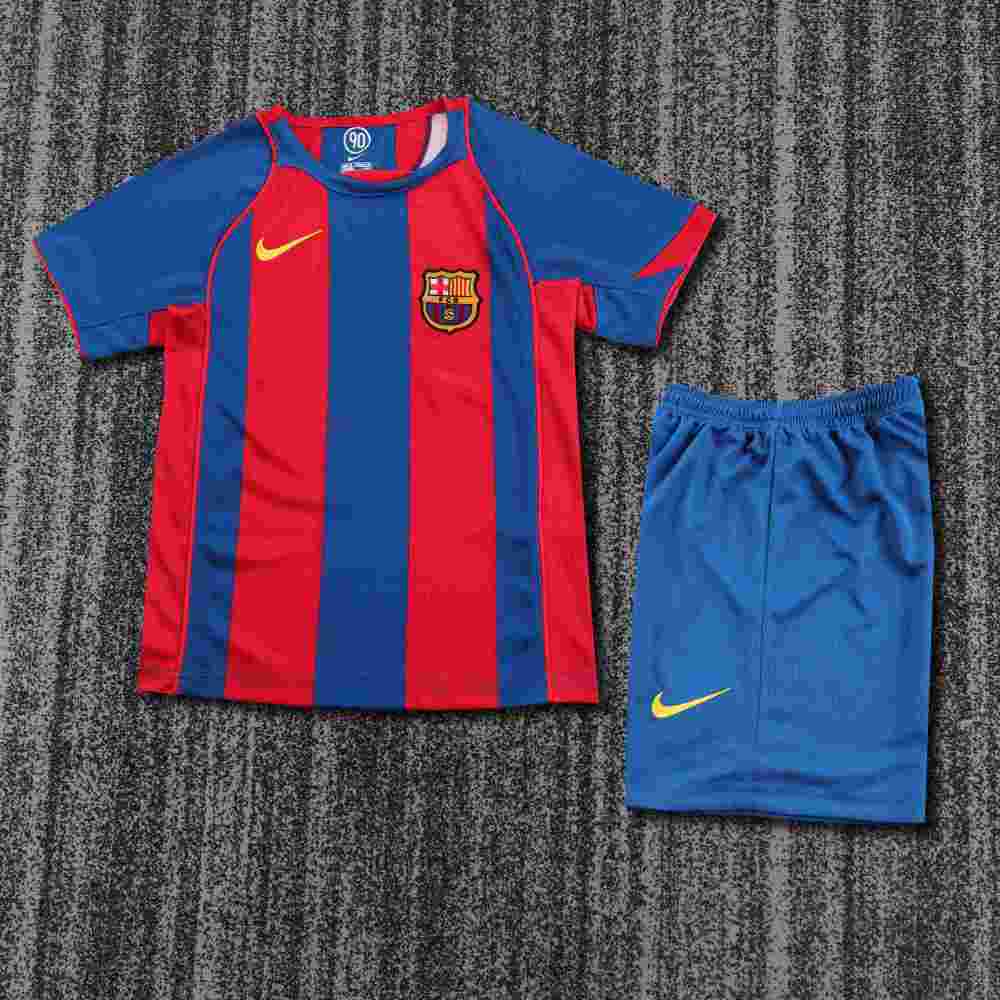 2004-2005 Retro Barcelona Home Football Shirt 1:1 Thai Quality Kids Size