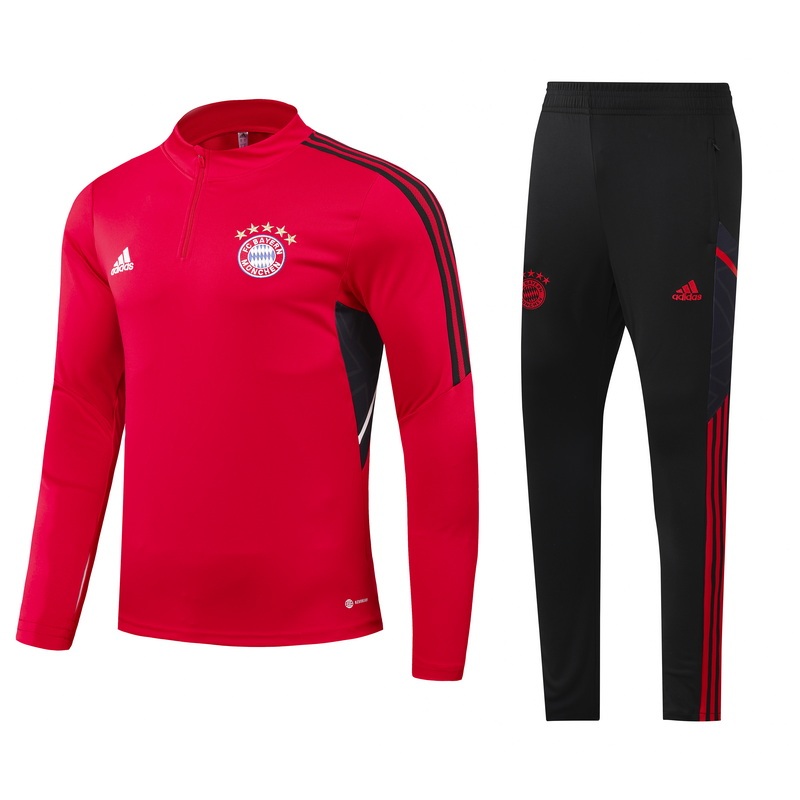 2022/2023 Bayern Half-Pull Training Suit Red Black Jersey Set 1:1 Thai Quality