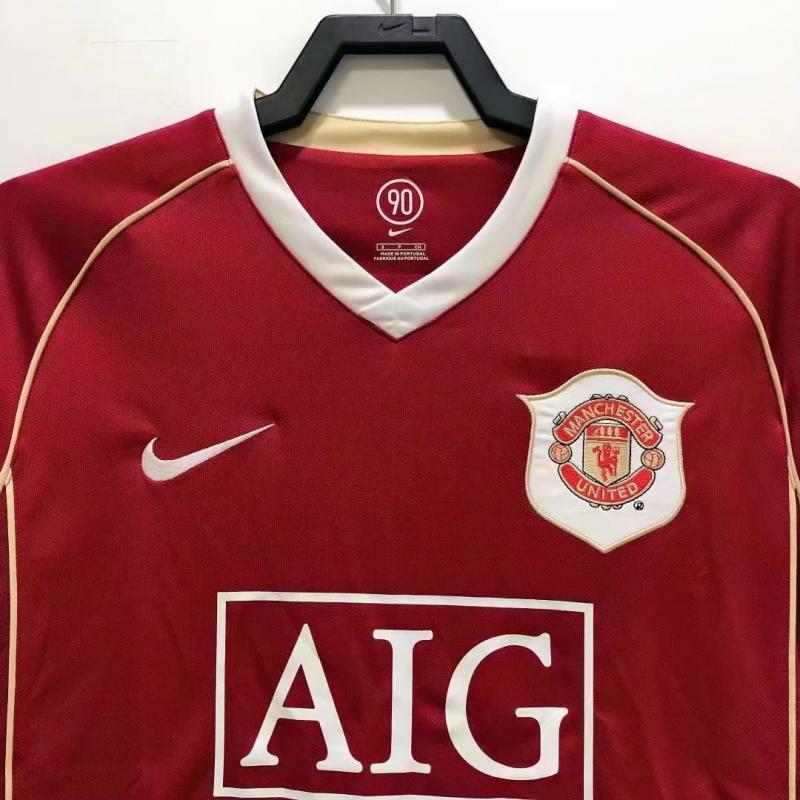 2006/2007 Retro Long Sleeve Manchester United Home Football Shirt 1:1 Thai Quality