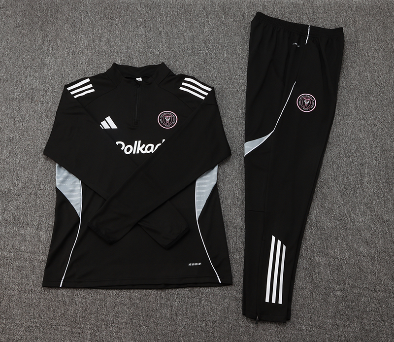 2025/2026 Inter Miami Half-Pull Training Suit Black Football Shirt 1:1 Thai Quality Set