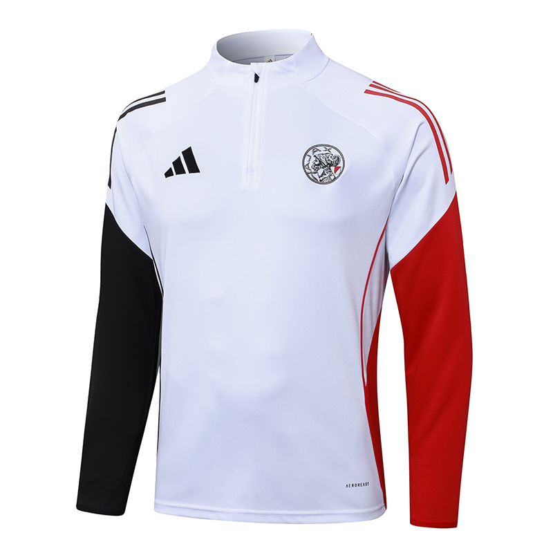 2025/2026 Ajax Half-Pull Training Suit White Football Shirt 1:1 Thai Quality Set