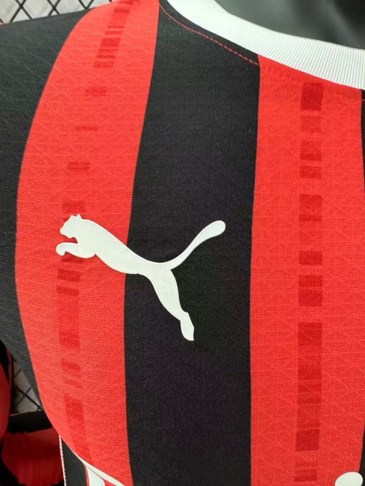 2024/2025 Player Version AC Milan Home Long Sleeve Football Shirt 1:1 Thai Quality